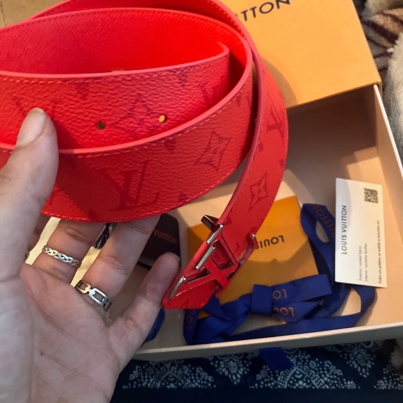 Louis Vuitton Red Monogram Mens Belt Size 90/36 M0464U - Picture 5 of 11